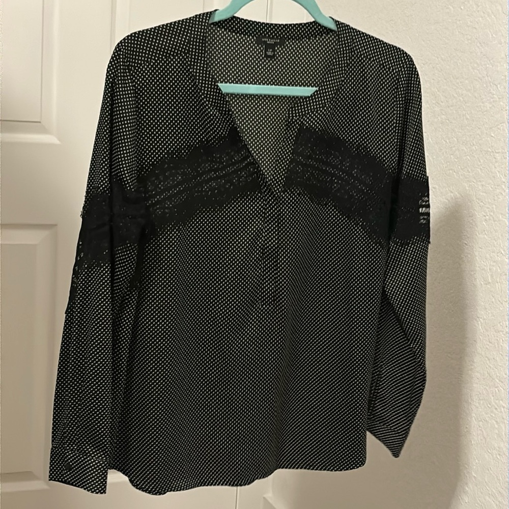 Ann Taylor Lace and polka dot blouse